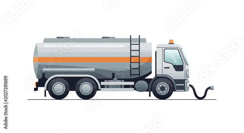 Modern fuel delivery truck isolated on a white background.