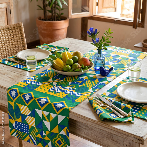 Table decor - Brazilian flag colours 