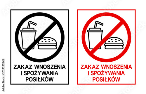 Znak zakazujący jedzenia i picia
