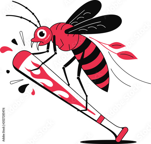 vector illustration of cartoon bee