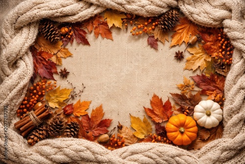 Warm autumn flat lay with t...