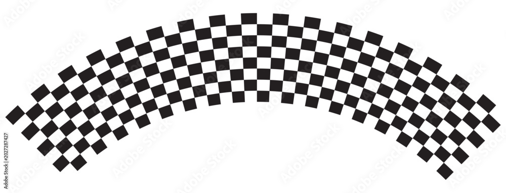 Fototapeta premium Arc checkered caro racing flags sports speed, finish line flag car racing flag simple vector isolated from background textile, seamless repeating banner