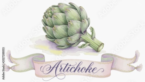 Beautiful Artichoke Illustration with Elegant Banner Design