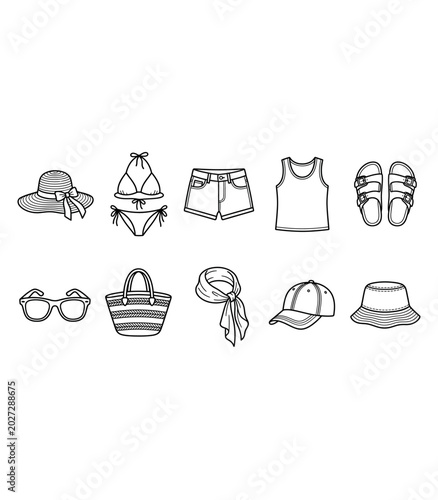Canvas-taulu Summer vacation beachwear outfit illustration