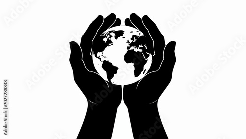 Tableau sur toile Environment Day Eco friendly hands holding Earth globe, environmental care, blac