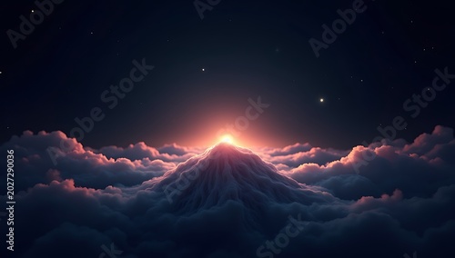 Majestic Mountain Peak Illuminated by the Rising Sun.