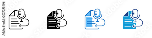 Obraz na płótnie Voice Documentation Multiple Style Icon Design Vector - Document with microphone