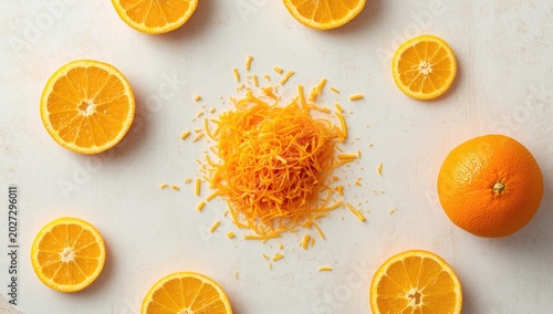 Bright orange zest pile cen...