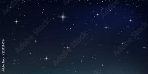 Slika na platnu Blue galaxy sky with bright stars and cosmic particles floating in outer space