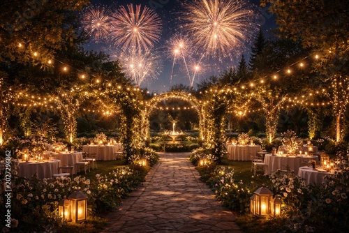 Elegant nighttime garden sc...