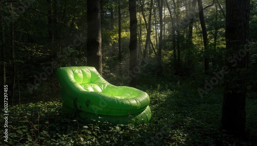 A green inflatable recliner...