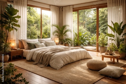Tranquil Asian bedroom show...