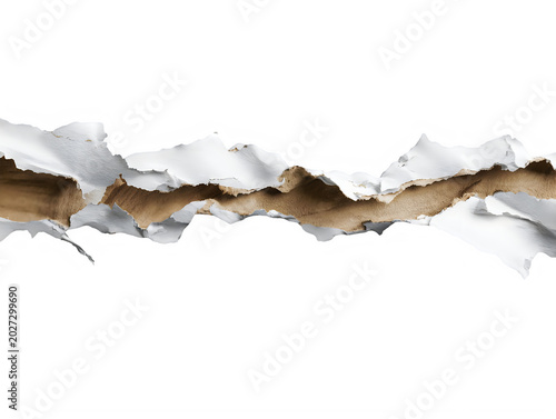 Ripped torn paper edges isolated on transparent background