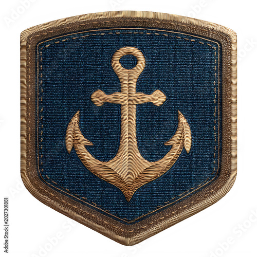 Sailing club emblem with anchor silhouette isolated on transparent background