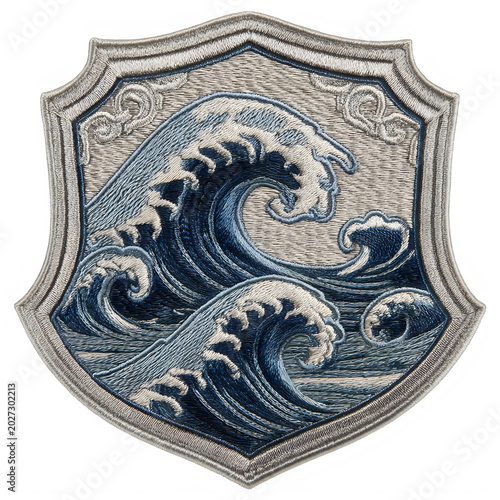 Swimming team logo with wave silhouette isolated on transparent background