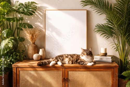 Tranquil cat lounging near ...