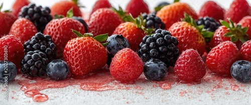 Assorted ripe berries dripp...