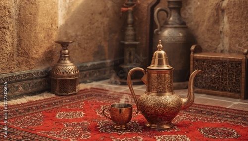 Arabic coffee pot and cup c...