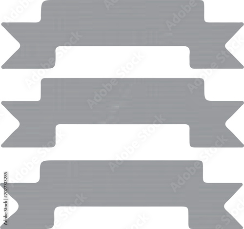 Bilde på lerret Three gray ribbons stacked vertically on white background