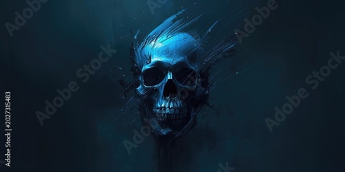 Blue Skull Portrait Design ...