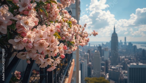 Balcony adorned by lush blo...