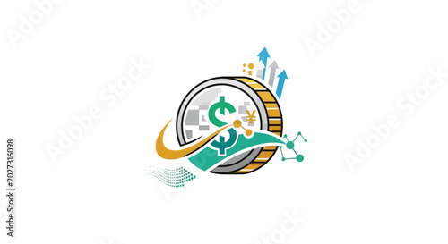 Photos Green dollar sign on gold coin.