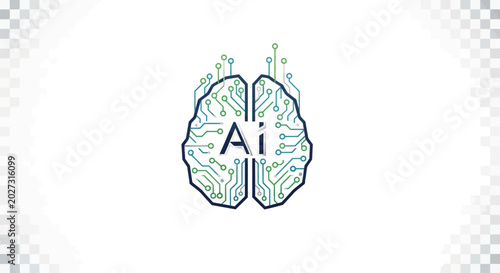 Schilderij op canvas Artificial Intelligence Brain Icon Design.