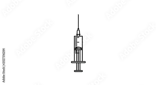 Medical Syringe with Needle Attached.