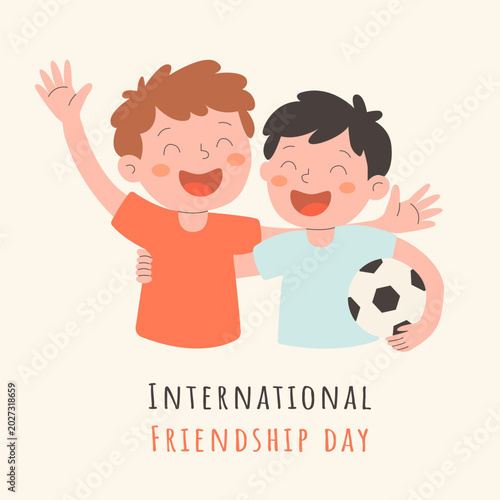 International Day of Friendship two smiling boy friends