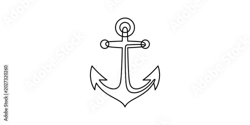 Bild auf Leinwand Simple anchor icon drawn with a single continuous black line art style for marin