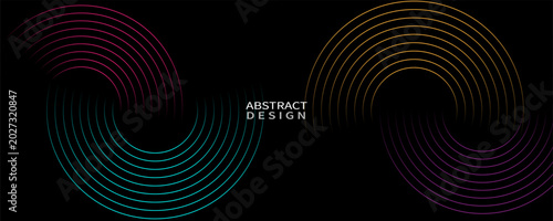 Tableau sur toile Futuristic abstract design with gradient arches and neon colors, vector illustra