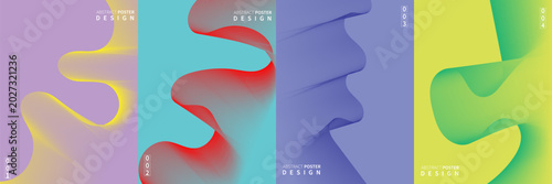 Quadro su tela Futuristic abstract poster design collection vibrant digital art, vector illustr