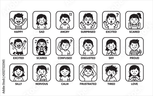 Kids Different Emotions vector 