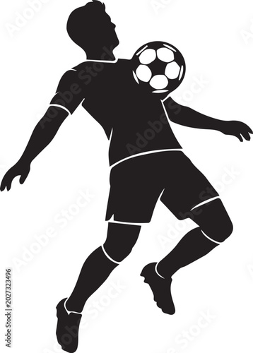 Soccer Player Chest Trap Ball Control Silhouettes