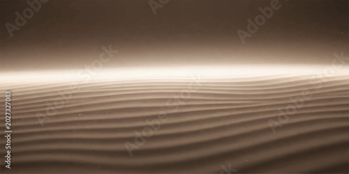 Schilderij op canvas Rippling patterns of sand dunes under a soft, atmospheric light create a serene and abstract landscape, evoking a sense of vastness and tranquility
