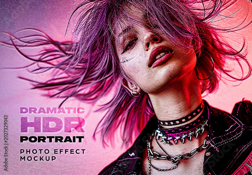 Dramatic HDR Portrait Photo Effect Mockup