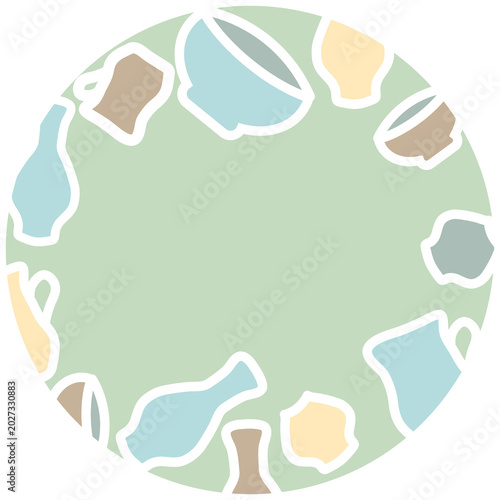 various pottery pieces arranged in a circle