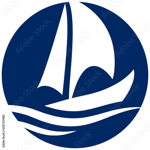 a symbolic yacht sailing on the waves
