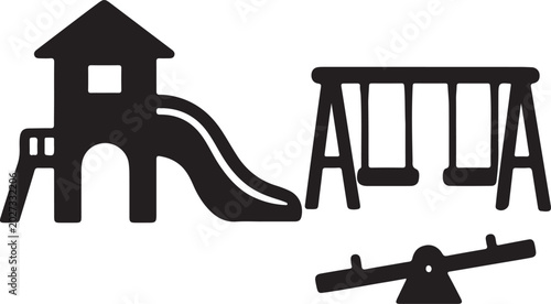 Cuadro en lienzo children playground equipment silhouette