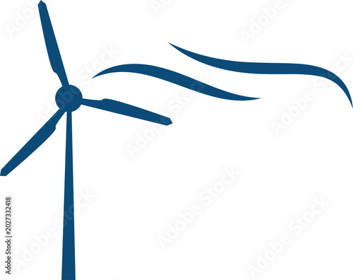 stylized image of a wind turbine and air flow