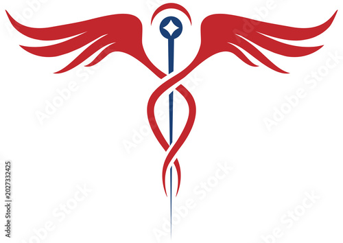 A staff with wings called the Caduceus