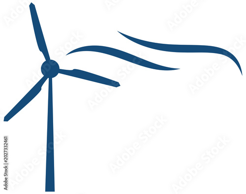 stylized image of a wind turbine and air flow