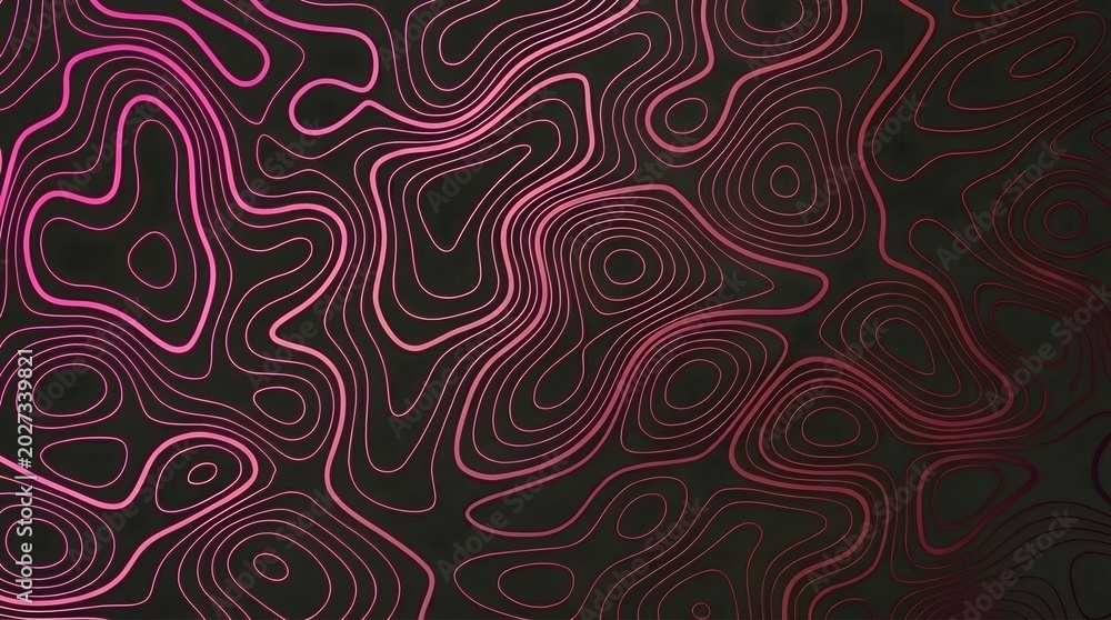Fototapeta premium Abstract flowing neon lines in vibrant pink and purple on dark background, dynamic glowing pattern