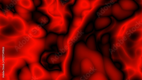 The abstract background with shades of red and black creates a scary or spooky, energetic, and mysterious atmosphere