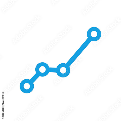 Blue line graph icon representing financial growth, upward trend chart symbol for business success, minimalist data visualization graphic for analytics isolated on Transparent Background