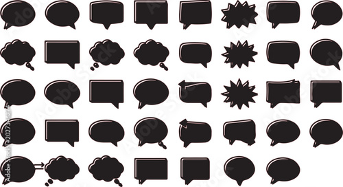 Bild auf Leinwand Speech bubbles in black silhouette provide a versatile collection of graphic shapes for creative communication design projects