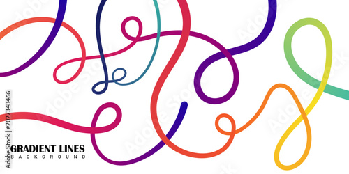 Abstract gradient lines with multiple colors swirling on white background gradient abstract colorful