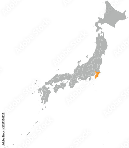 Quadro su tela Chiba Location on Map of Japan Prefecture Editable Cartographic Illustration