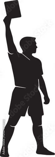 Soccer Football Referee Showing Red Card Silhouettes