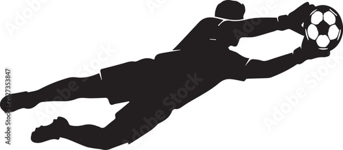 Soccer Goalkeeper Diving Extension Save Action Silhouettes
